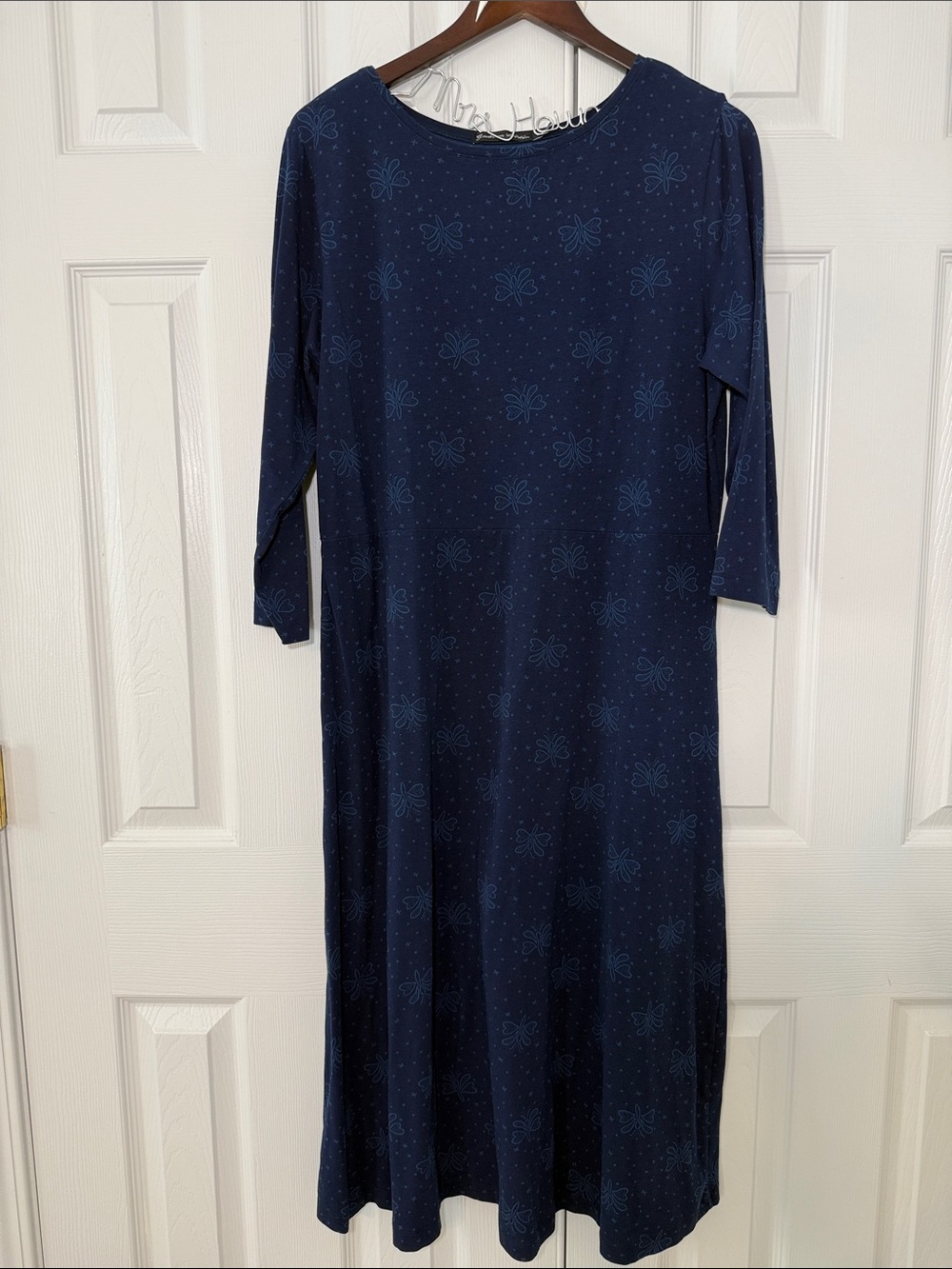 Gudrun Sjoden Organic Cotton Modal Butterfly Midi Dress Women's Large Lagenlook
